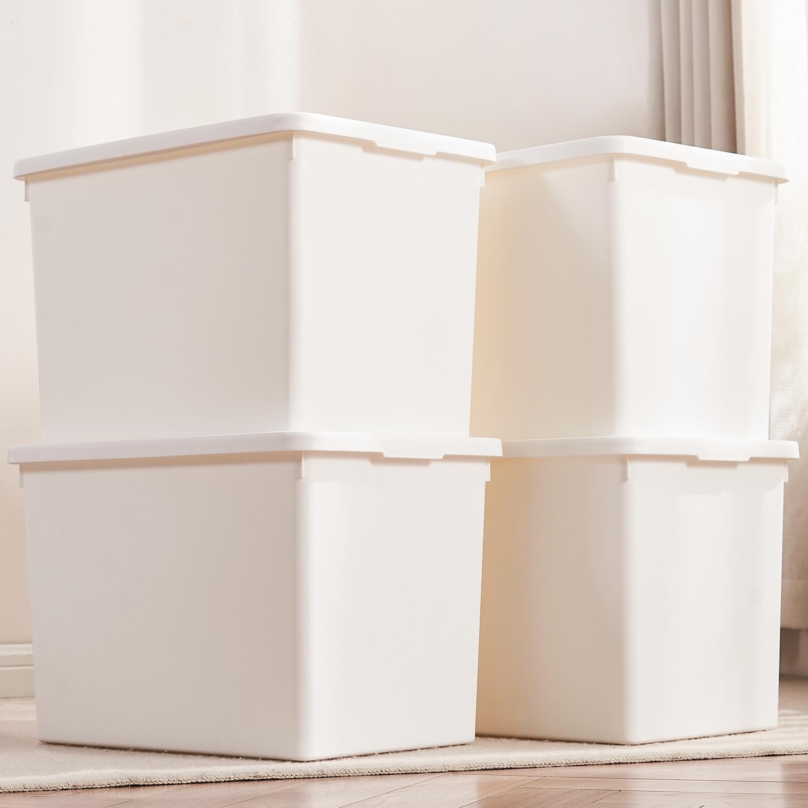 Amazon.com - White Storage Bins with lids,Office stackable Plastic